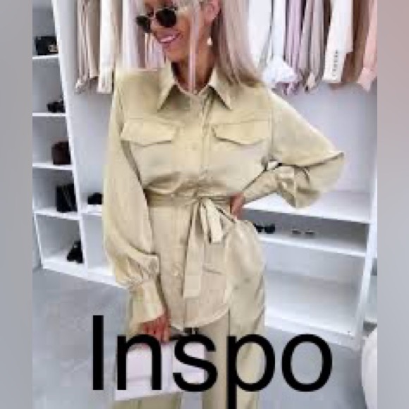 Lauren Ralph Lauren belted safari blouse utility shirt - Picture 10 of 13